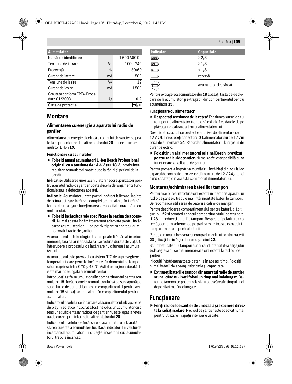 Montare, Funcţionare | Bosch GML SoundBoxx Professional 14,4 V User Manual | Page 105 / 157