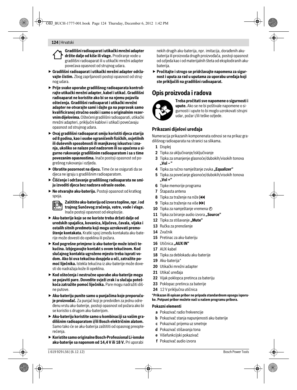 Opis proizvoda i radova | Bosch GML SoundBoxx Professional 14,4 V User Manual | Page 124 / 157
