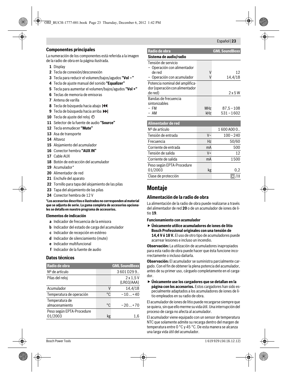 Montaje | Bosch GML SoundBoxx Professional 14,4 V User Manual | Page 23 / 157