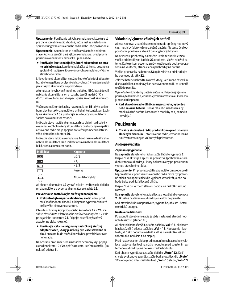 Používanie | Bosch GML SoundBoxx Professional 14,4 V User Manual | Page 83 / 157