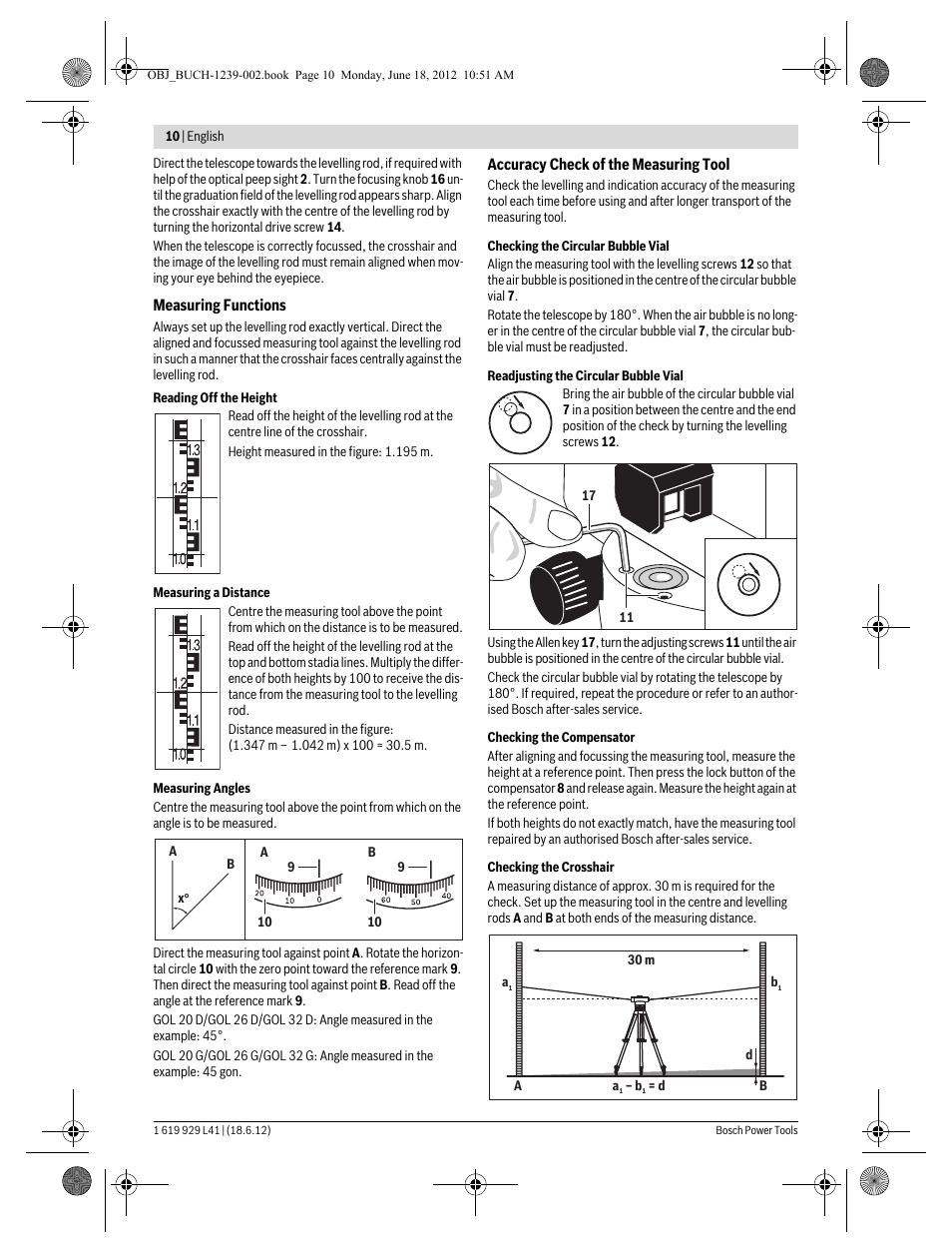 Bosch GOL Professional 20 D User Manual | Page 10 / 144