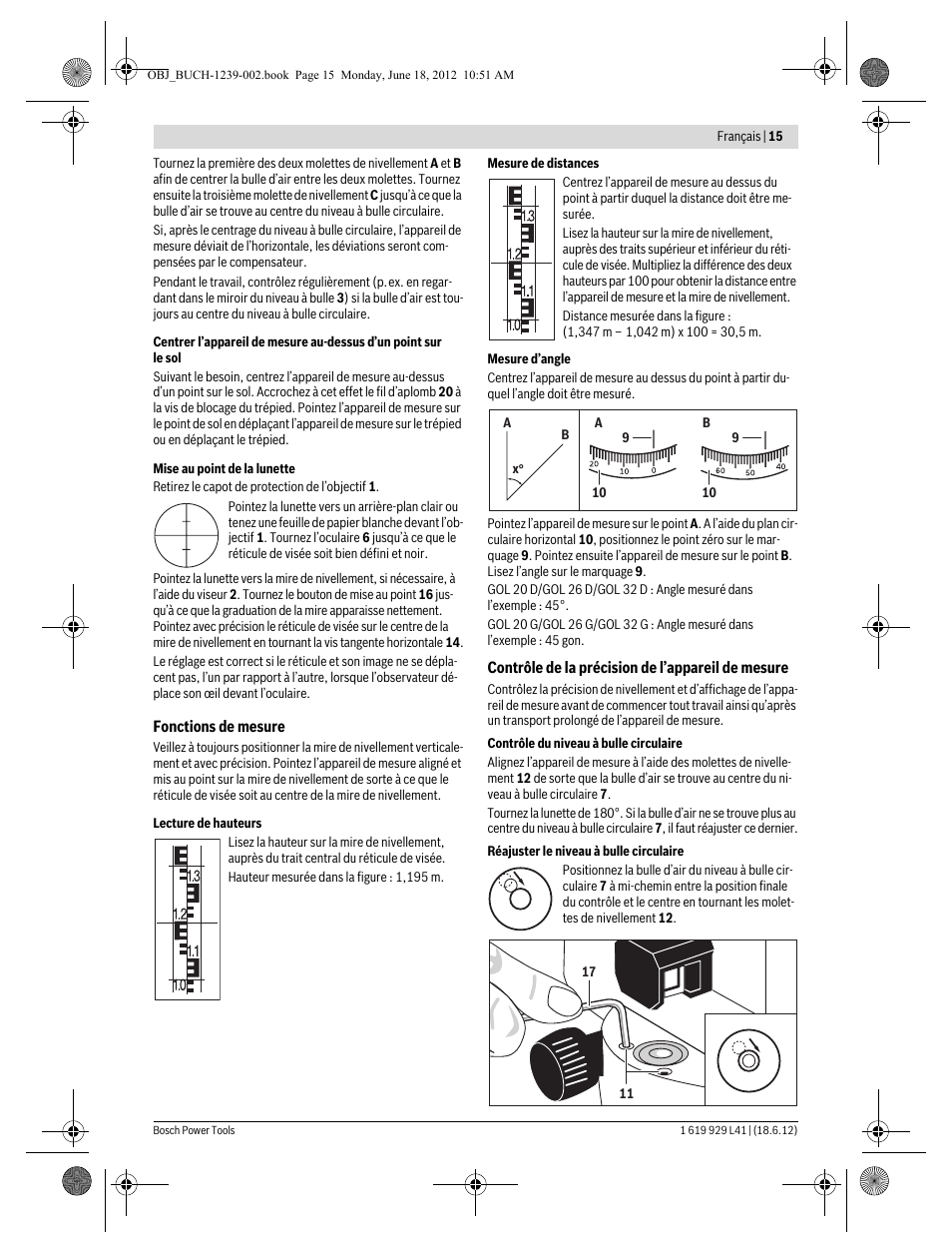 Bosch GOL Professional 20 D User Manual | Page 15 / 144