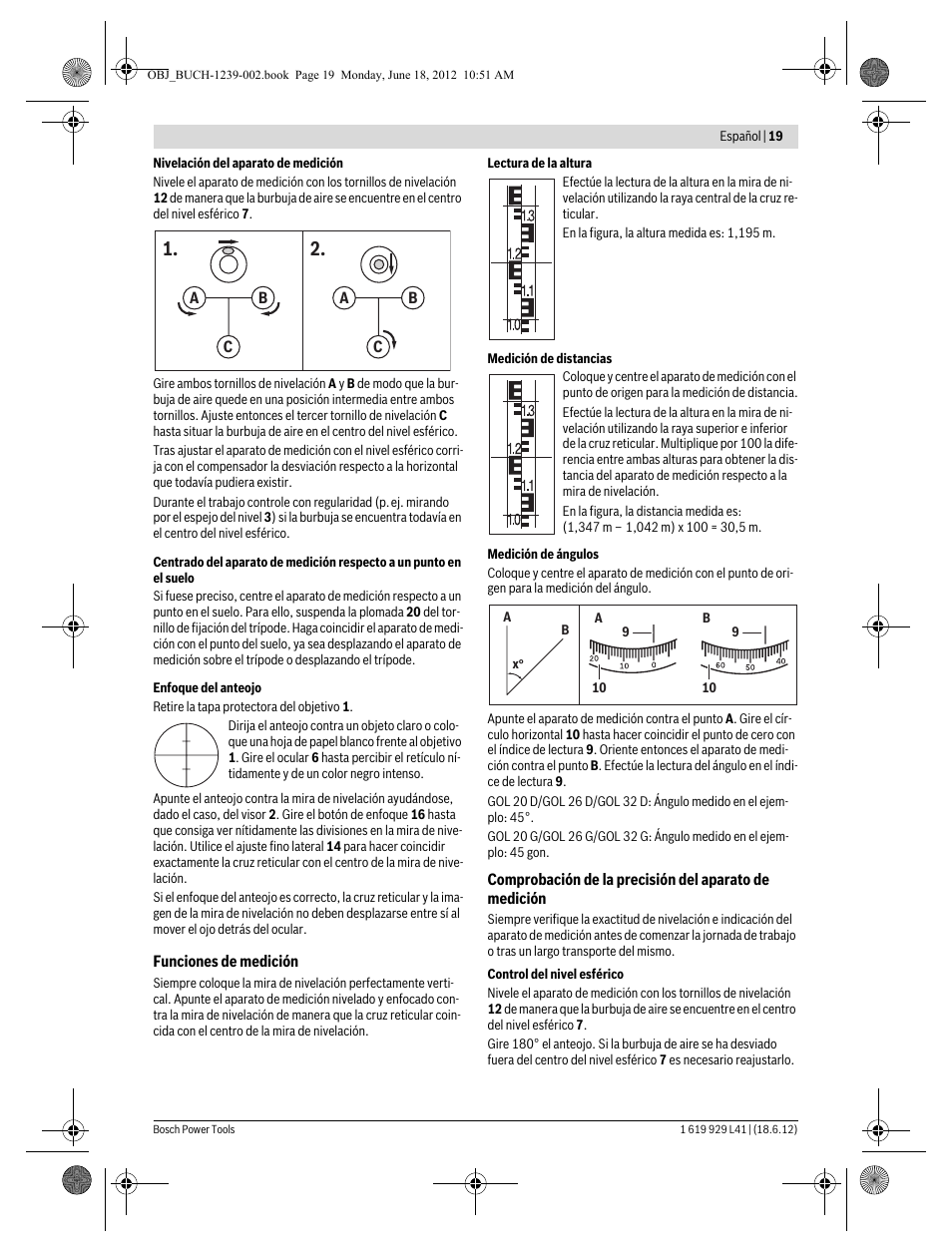 Bosch GOL Professional 20 D User Manual | Page 19 / 144