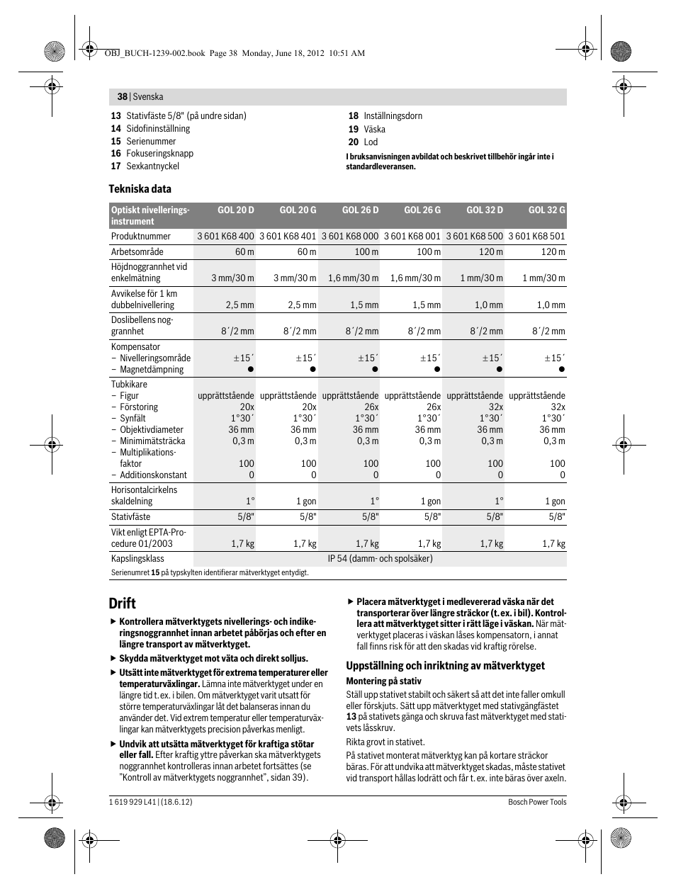 Drift | Bosch GOL Professional 20 D User Manual | Page 38 / 144