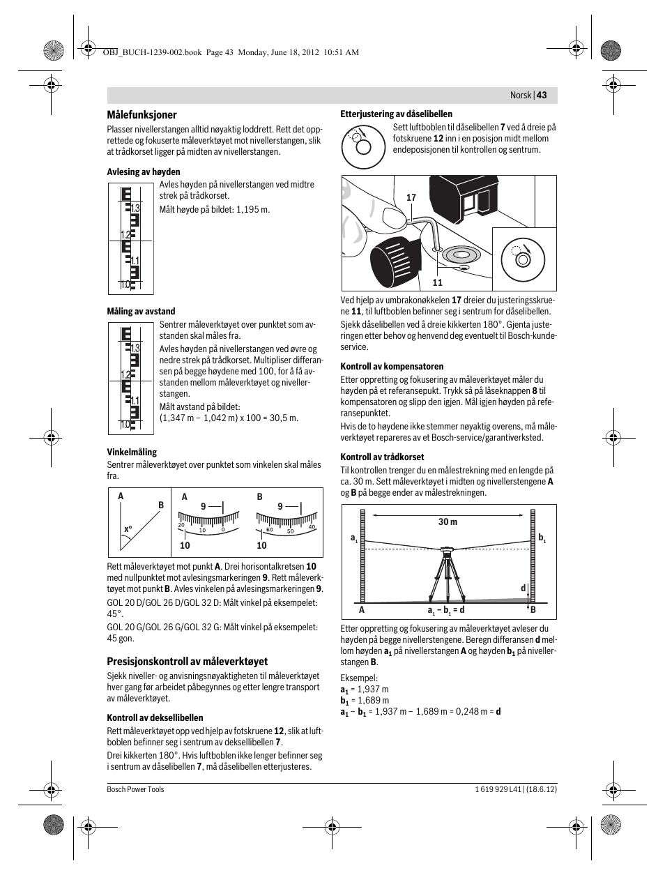 Bosch GOL Professional 20 D User Manual | Page 43 / 144