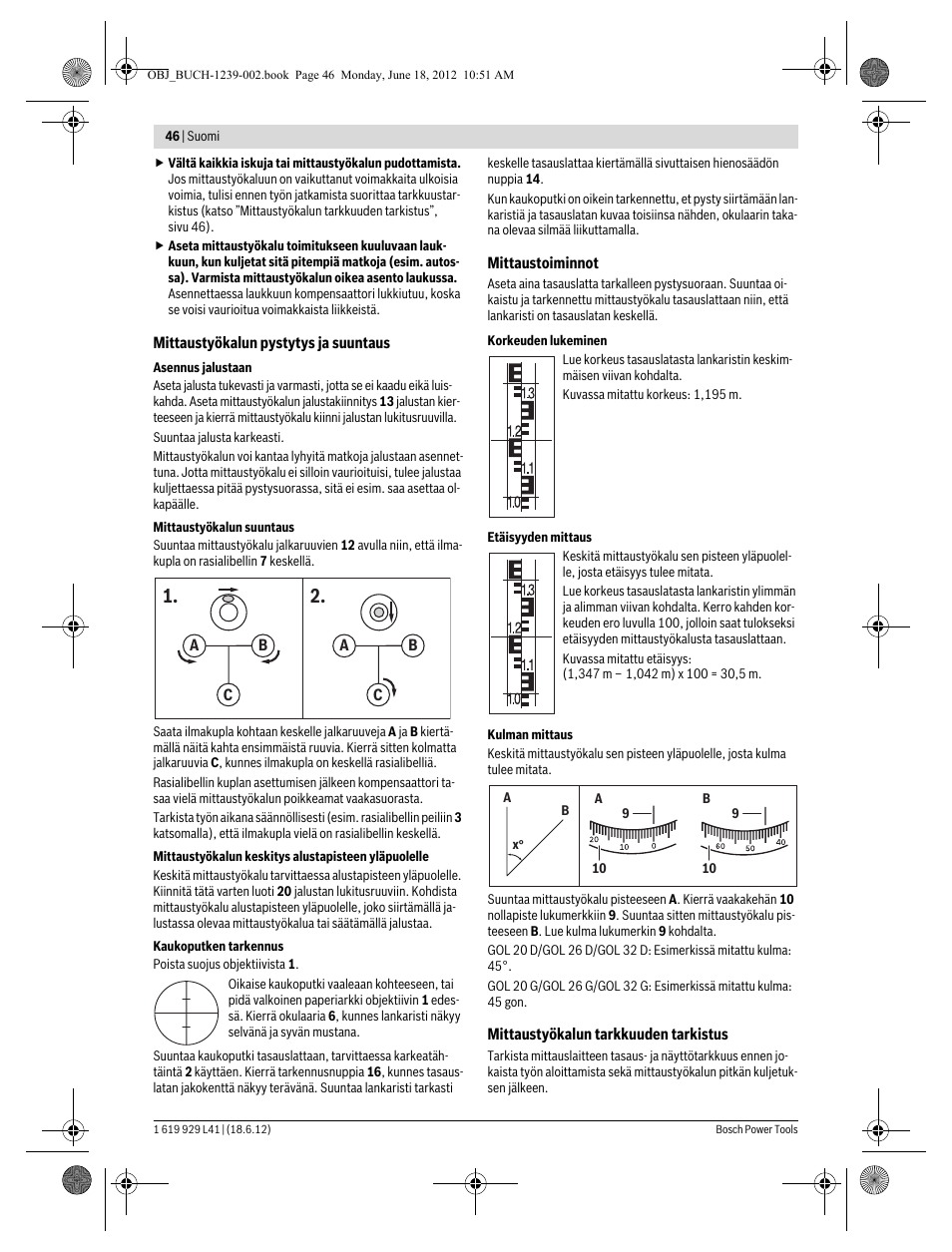 Bosch GOL Professional 20 D User Manual | Page 46 / 144
