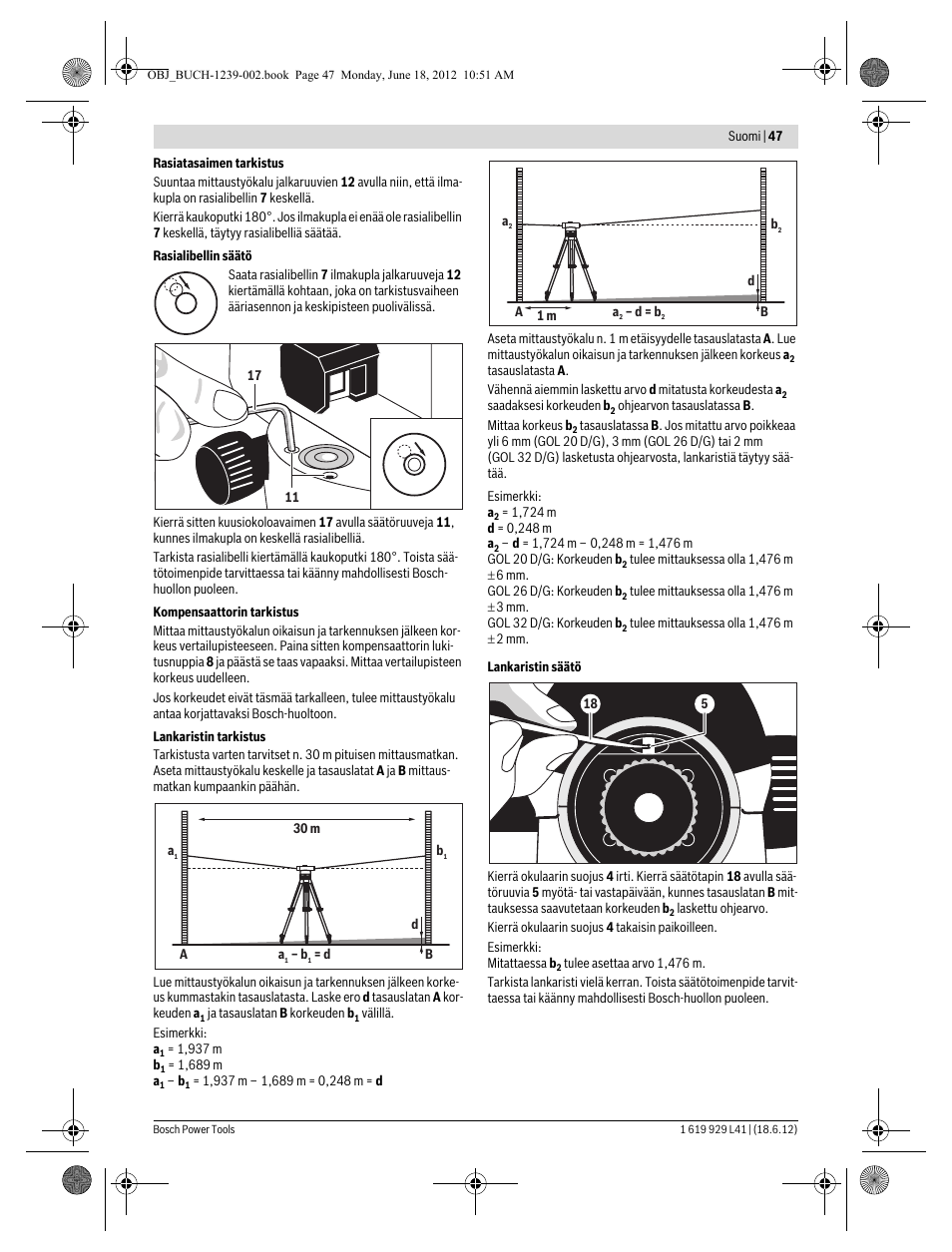 Bosch GOL Professional 20 D User Manual | Page 47 / 144