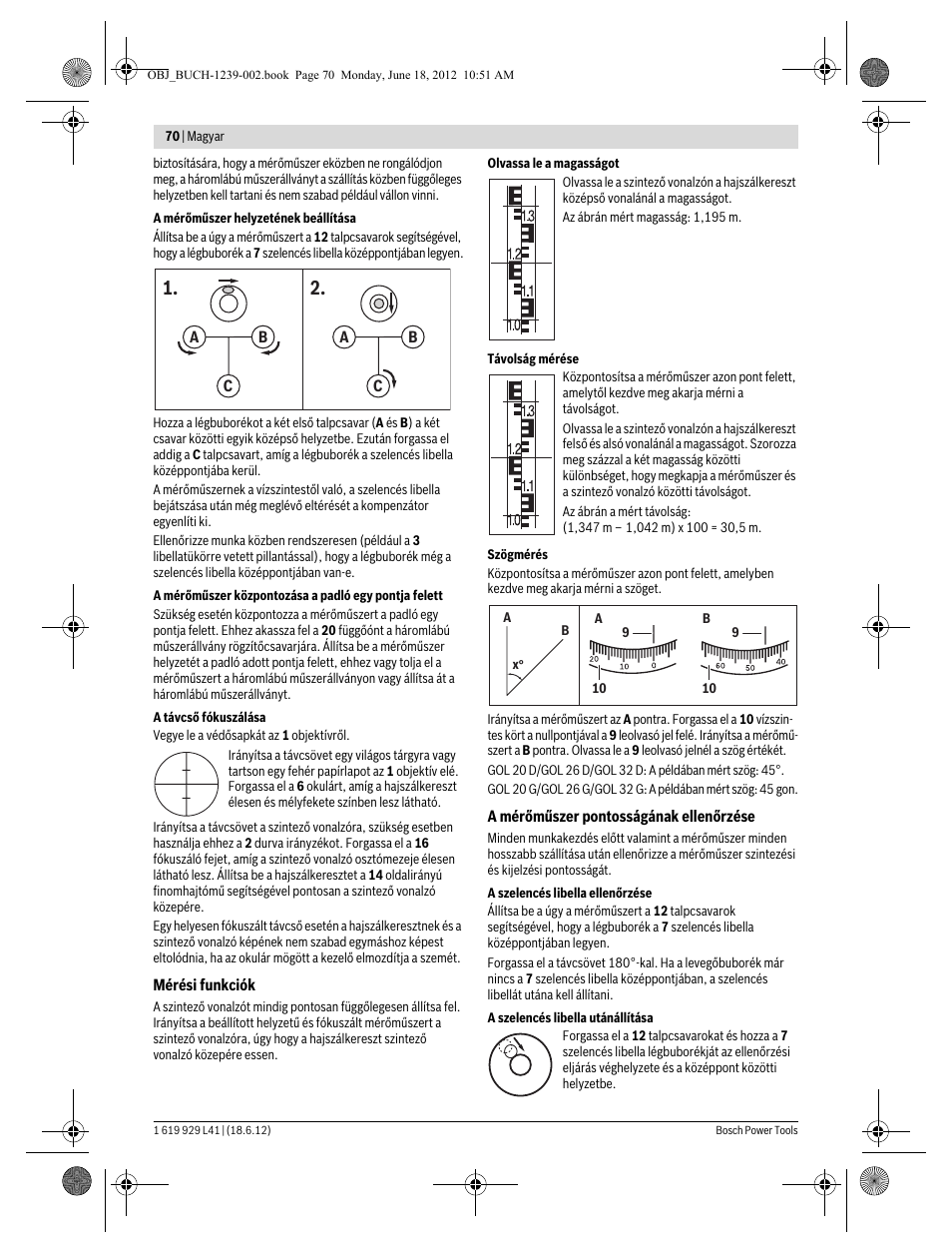 Bosch GOL Professional 20 D User Manual | Page 70 / 144
