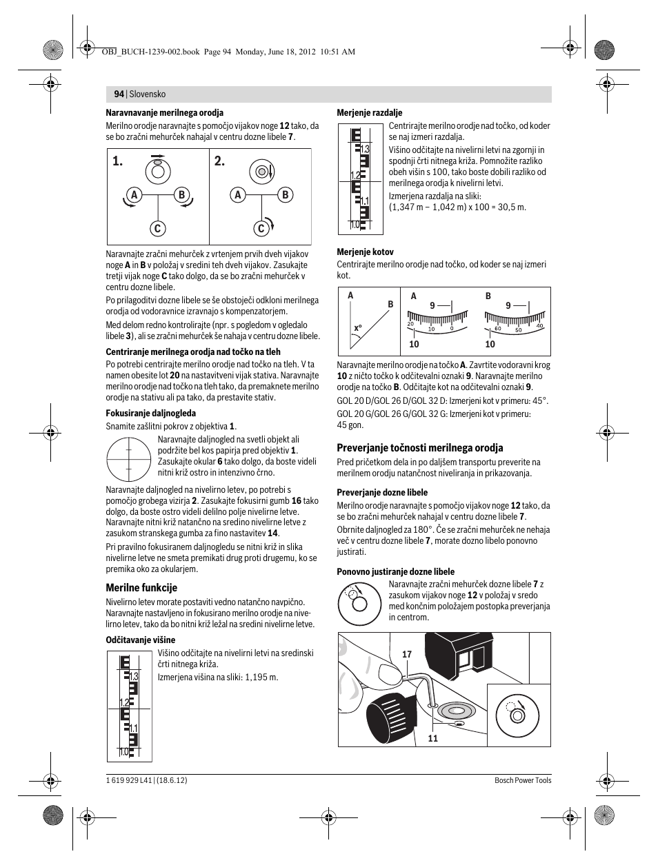 Bosch GOL Professional 20 D User Manual | Page 94 / 144
