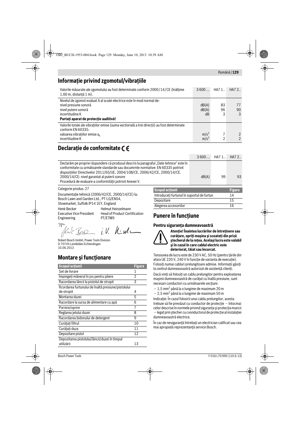 Montare şi funcţionare punere în funcţiune | Bosch AQT 35-12 User Manual | Page 129 / 205