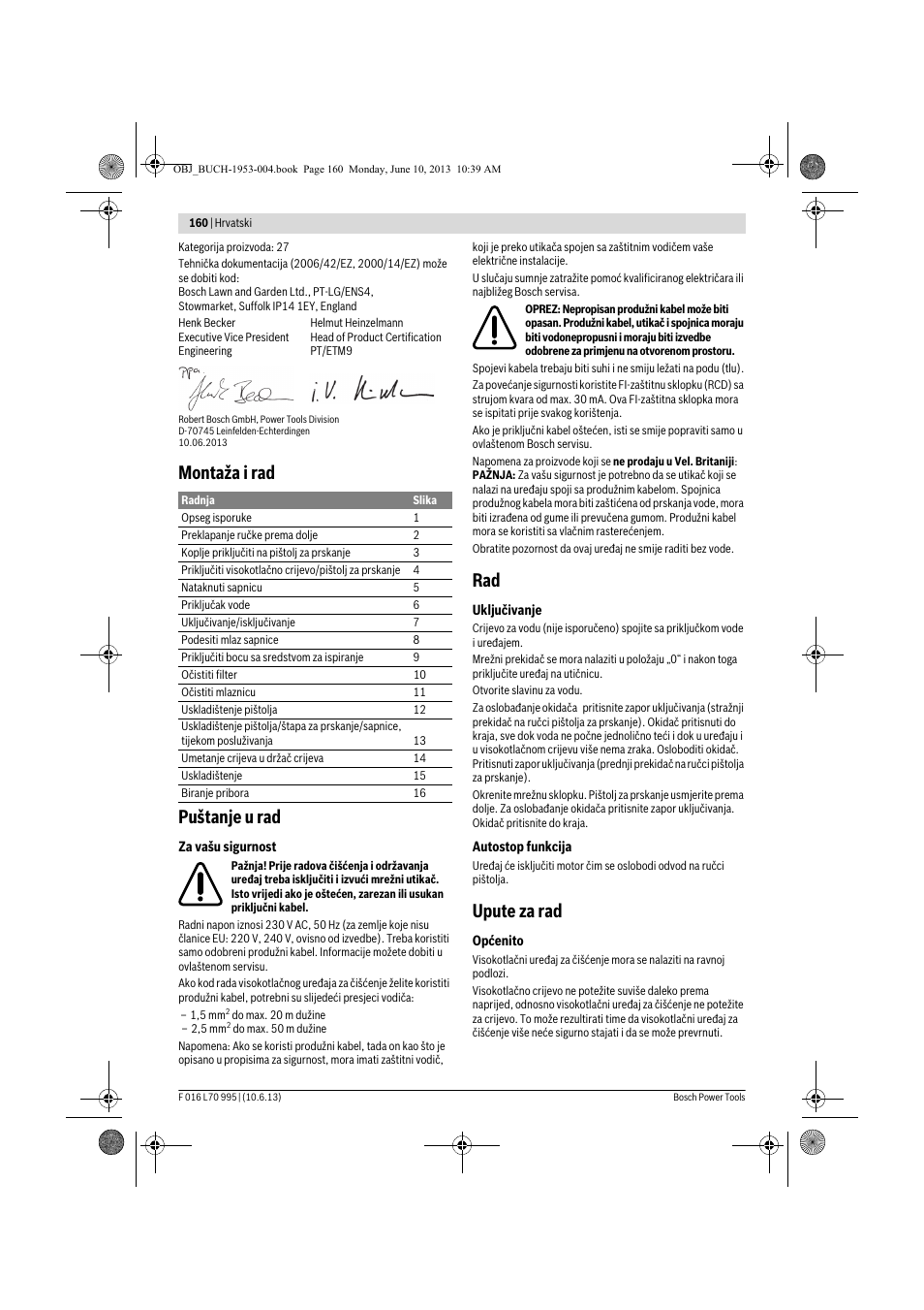Montaža i rad puštanje u rad, Upute za rad | Bosch AQT 35-12 User Manual | Page 160 / 205