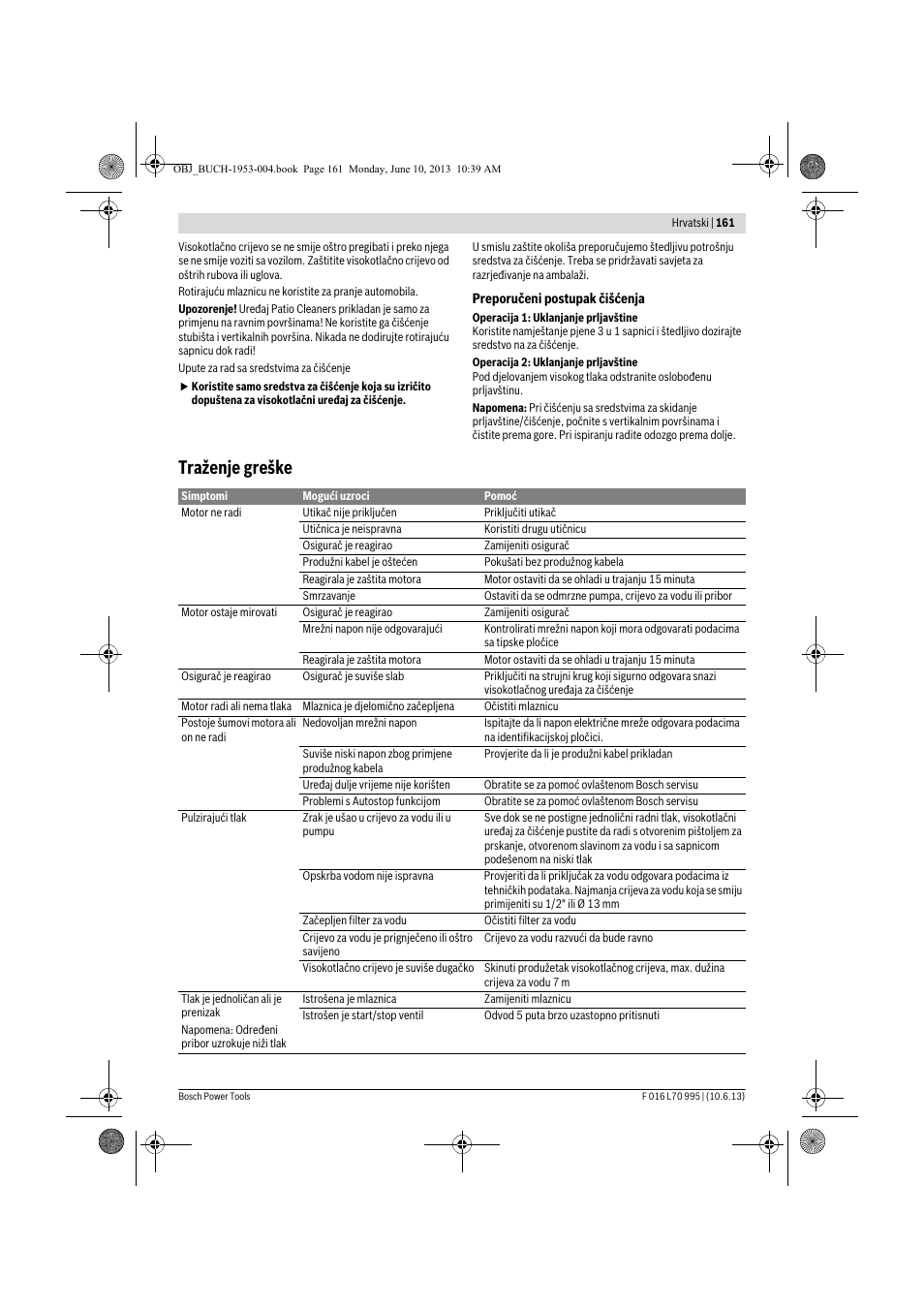 Traženje greške | Bosch AQT 35-12 User Manual | Page 161 / 205