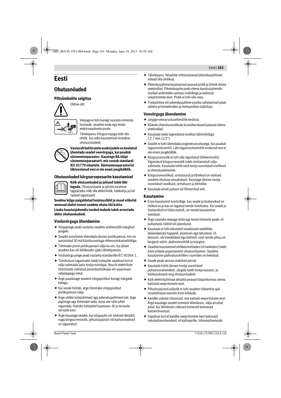 Eesti, Ohutusnõuded | Bosch AQT 35-12 User Manual | Page 163 / 205