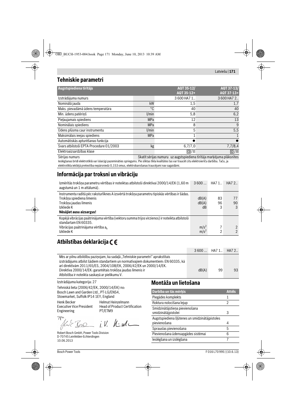 Montāža un lietošana | Bosch AQT 35-12 User Manual | Page 171 / 205