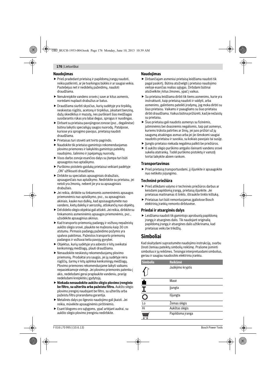Simboliai | Bosch AQT 35-12 User Manual | Page 176 / 205