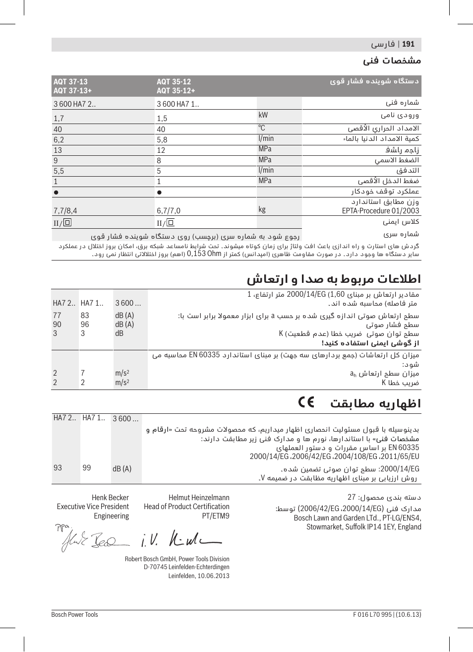 شاعترا و ادص هب طوبرم تاعلاطا, تقباطم هیراهظا | Bosch AQT 35-12 User Manual | Page 191 / 205