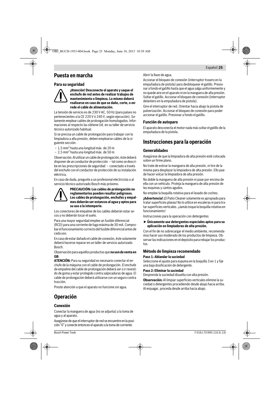 Puesta en marcha, Operación, Instrucciones para la operación | Bosch AQT 35-12 User Manual | Page 25 / 205
