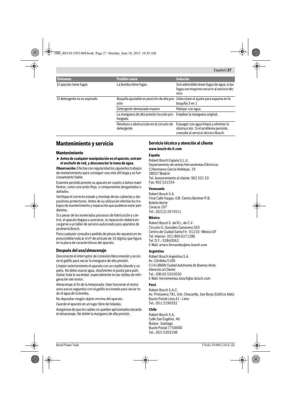 Mantenimiento y servicio | Bosch AQT 35-12 User Manual | Page 27 / 205