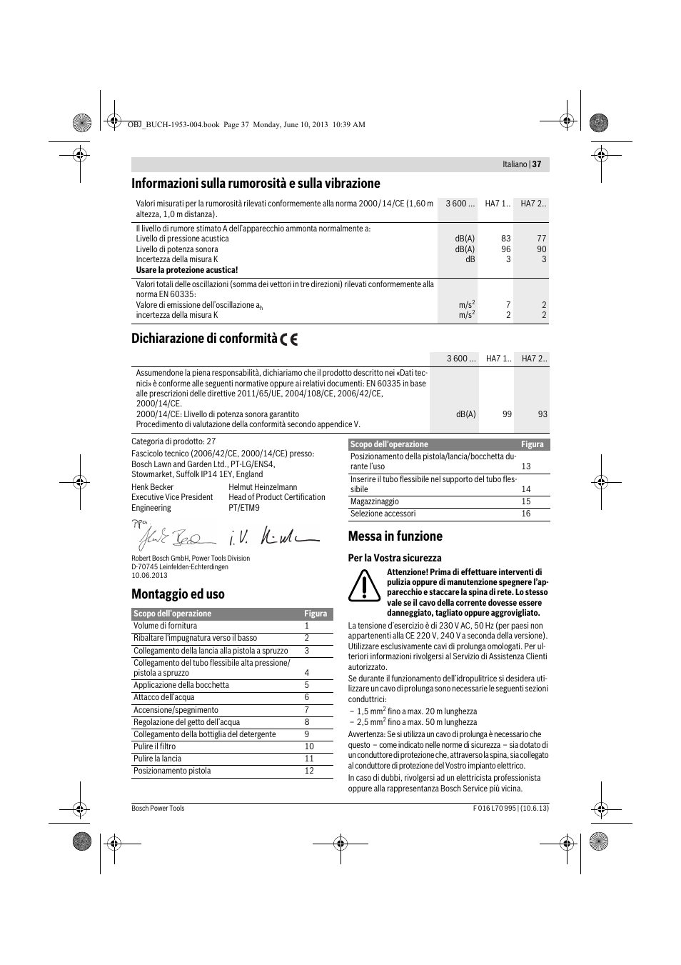 Montaggio ed uso messa in funzione | Bosch AQT 35-12 User Manual | Page 37 / 205
