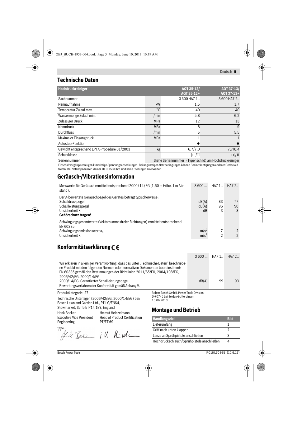 Montage und betrieb | Bosch AQT 35-12 User Manual | Page 5 / 205