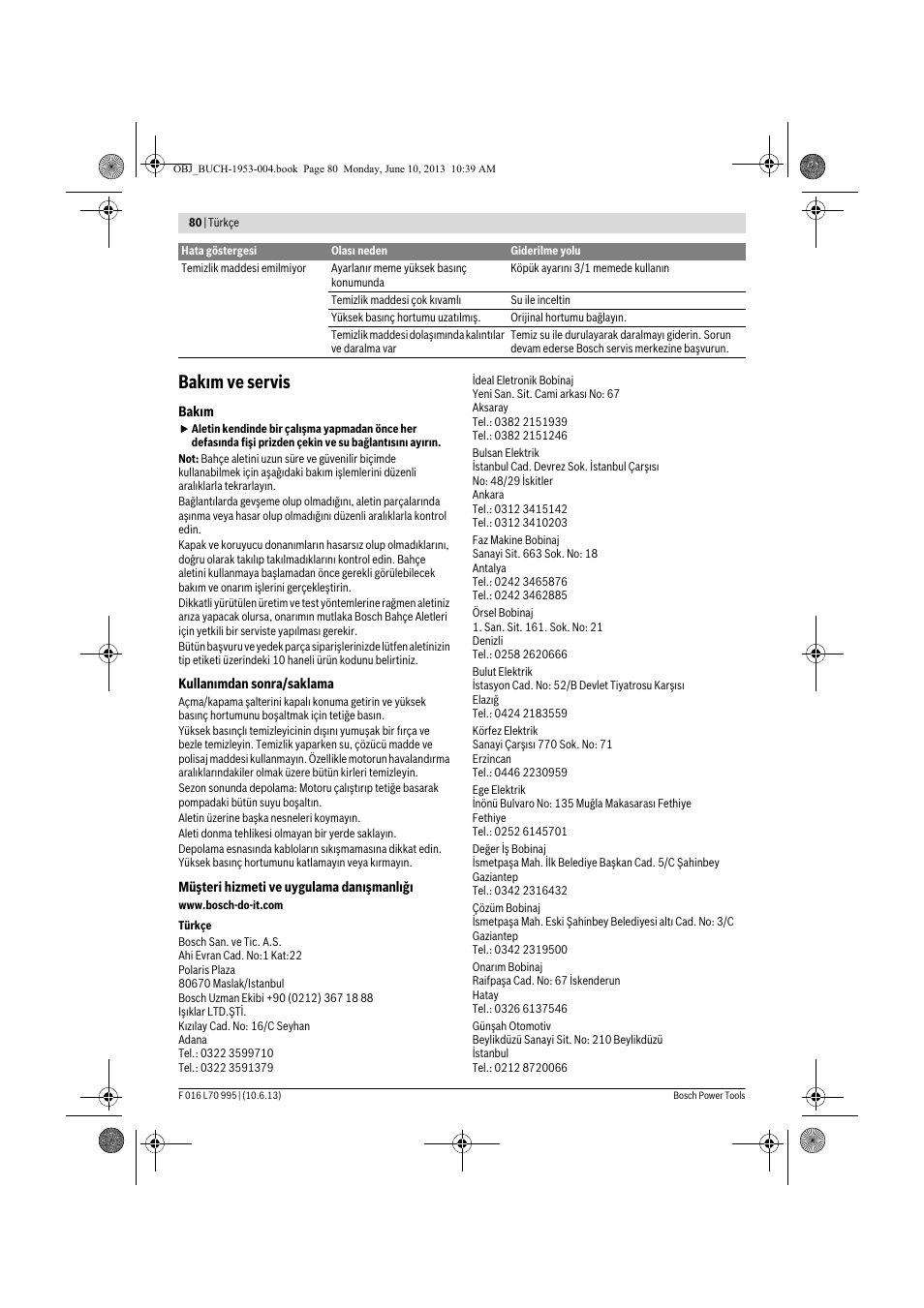 Bakım ve servis | Bosch AQT 35-12 User Manual | Page 80 / 205