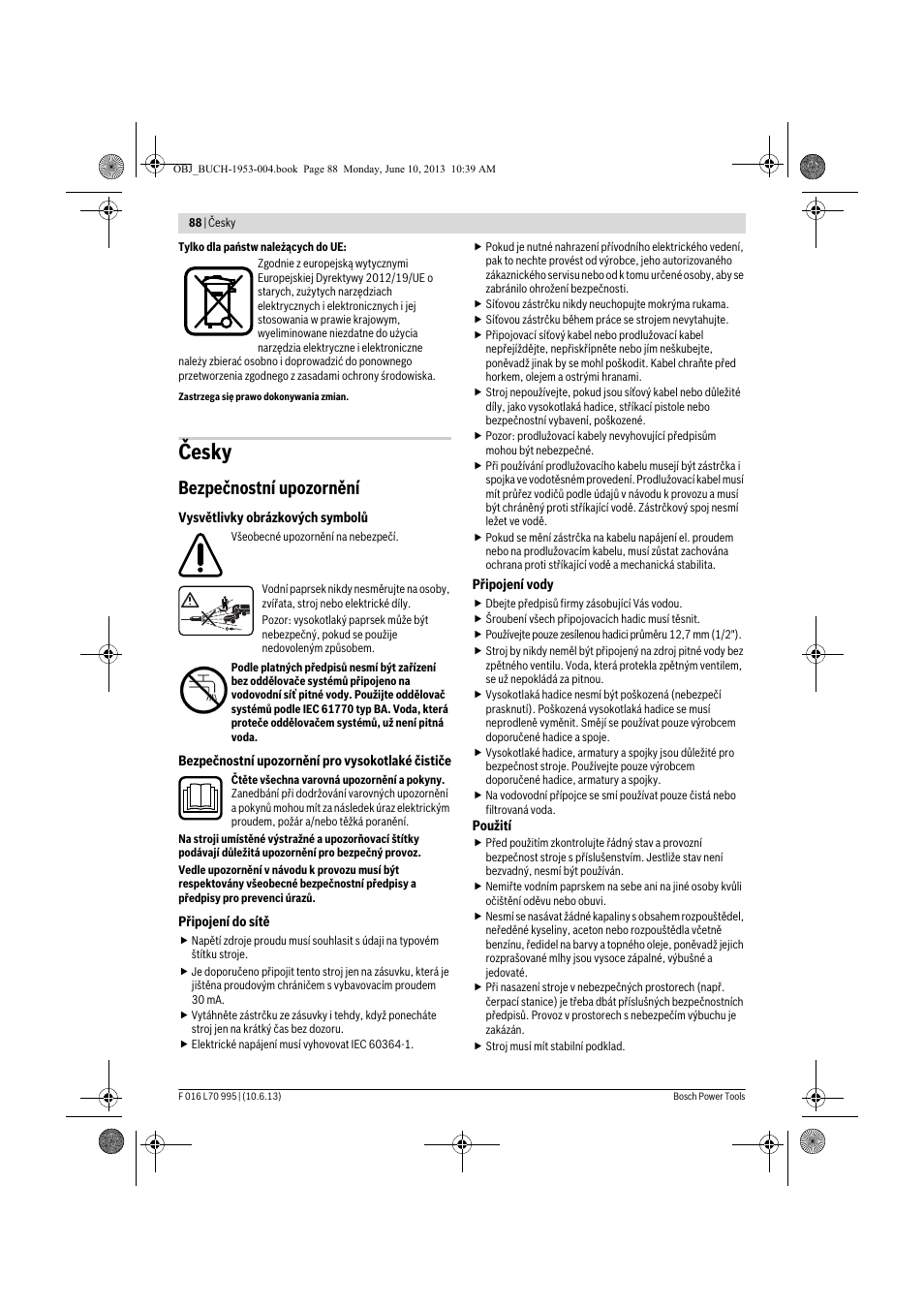 Česky, Bezpečnostní upozornění | Bosch AQT 35-12 User Manual | Page 88 / 205