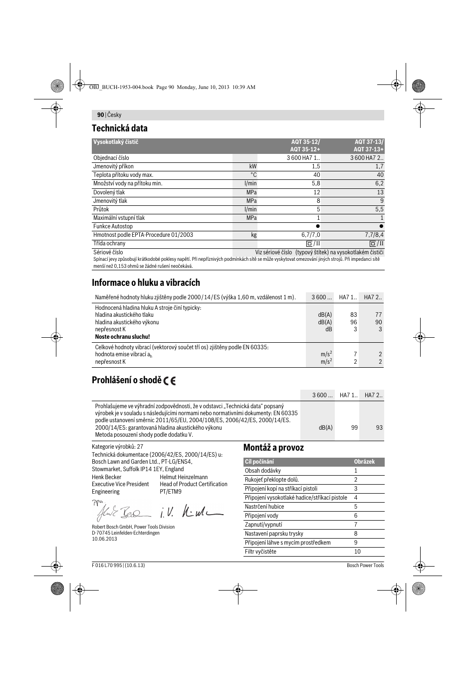 Montáž a provoz | Bosch AQT 35-12 User Manual | Page 90 / 205