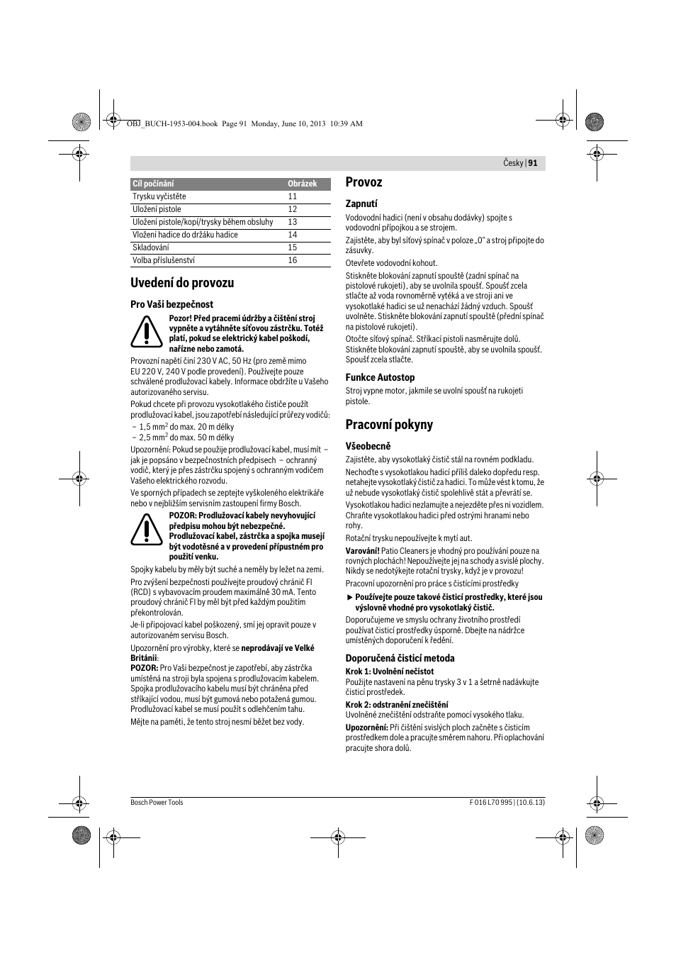Uvedení do provozu, Provoz, Pracovní pokyny | Bosch AQT 35-12 User Manual | Page 91 / 205