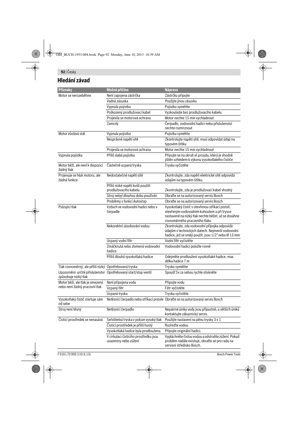 Hledání závad | Bosch AQT 35-12 User Manual | Page 92 / 205
