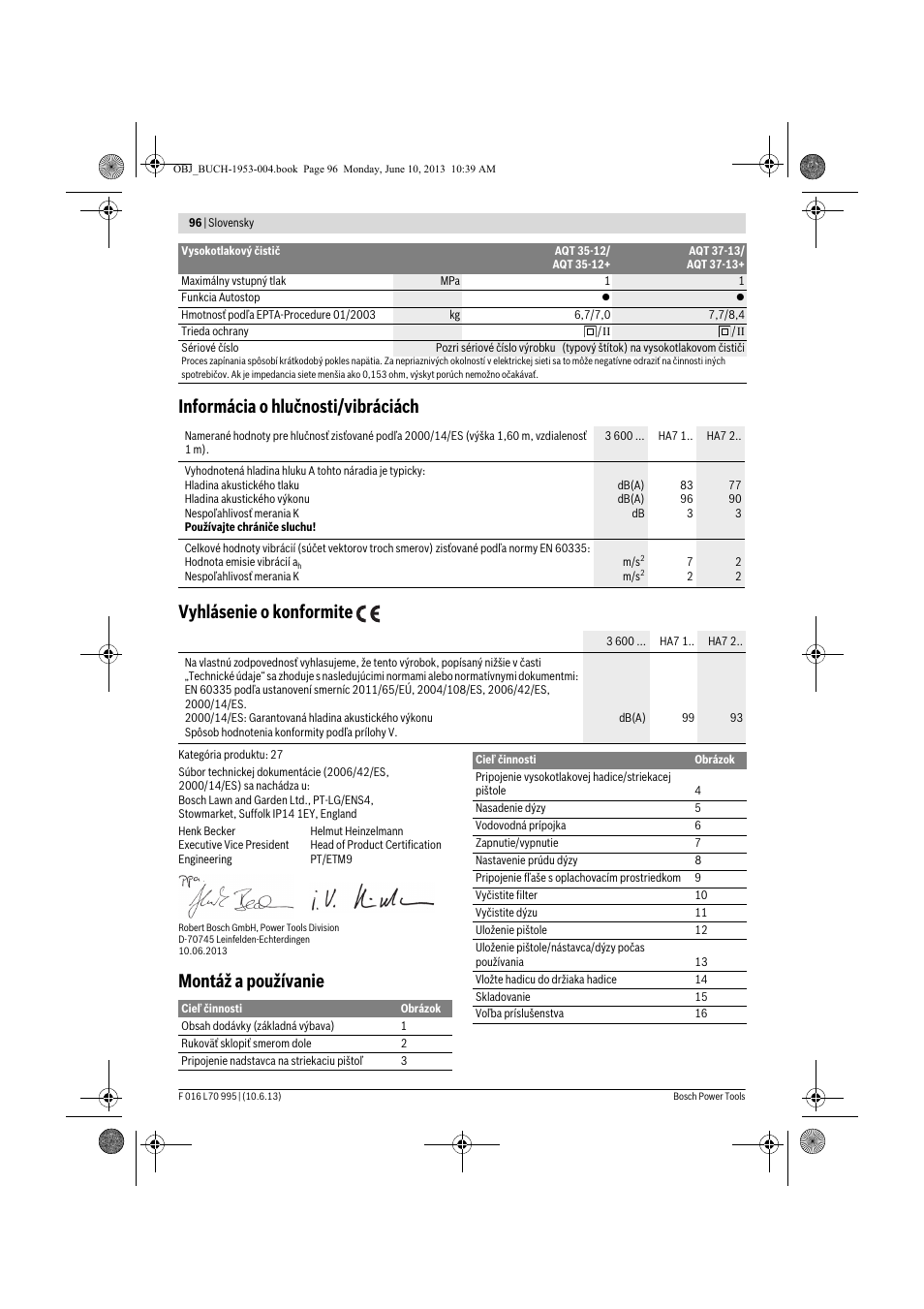 Montáž a používanie | Bosch AQT 35-12 User Manual | Page 96 / 205