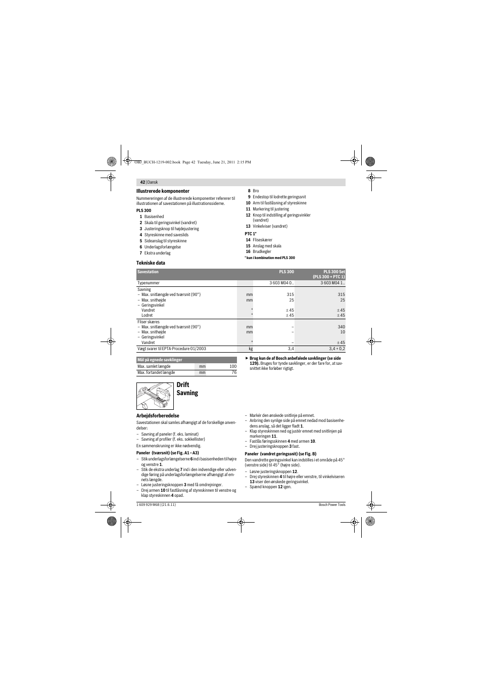Drift savning | Bosch PLS 300 User Manual | Page 42 / 130