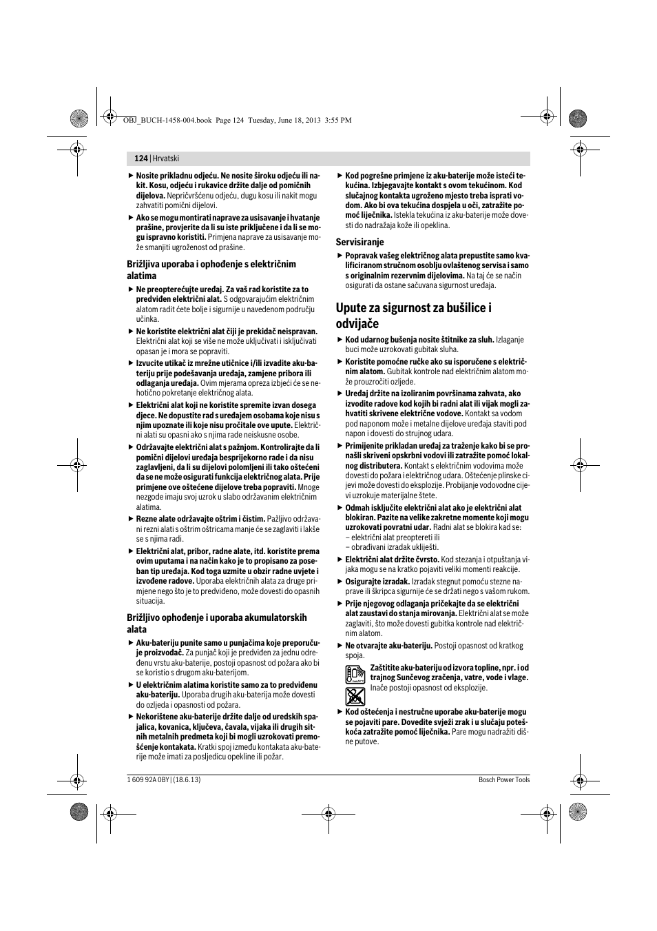 Upute za sigurnost za bušilice i odvijače | Bosch GSB 10,8-2-LI Professional User Manual | Page 124 / 157