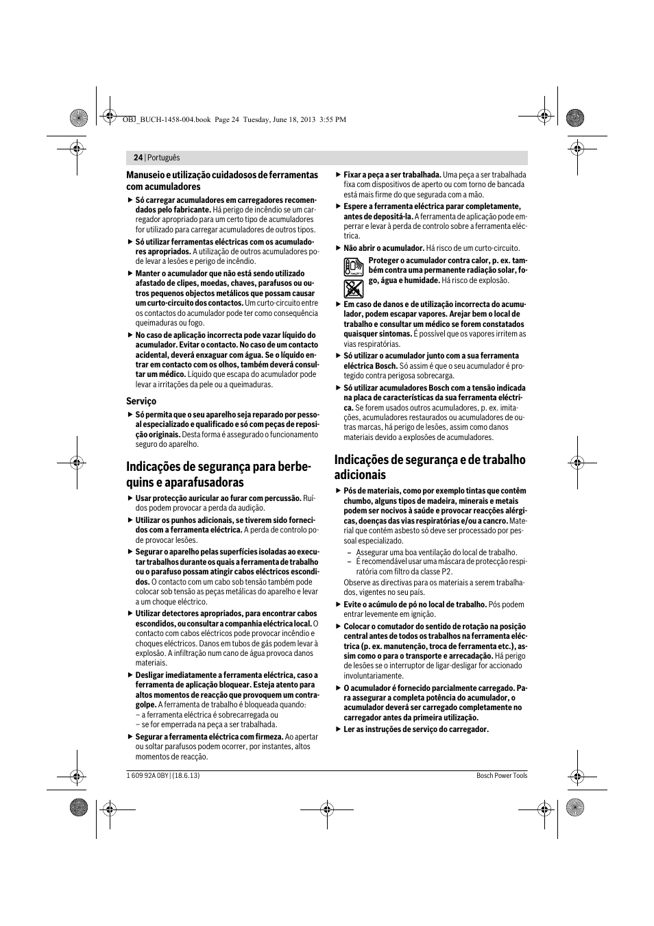 Indicações de segurança e de trabalho adicionais | Bosch GSB 10,8-2-LI Professional User Manual | Page 24 / 157