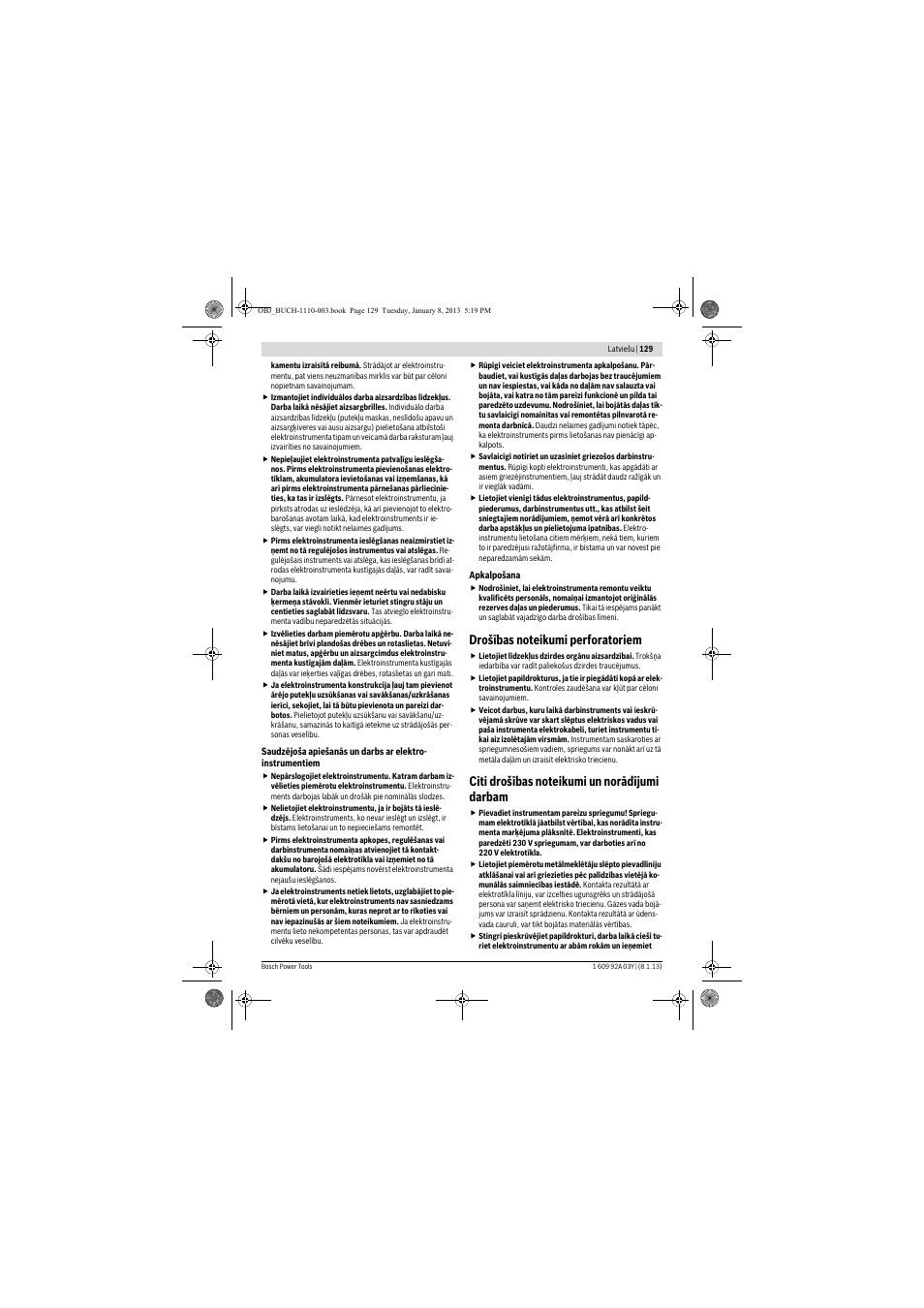 Bosch GBH 2-20 D Professional User Manual | Page 129 / 158