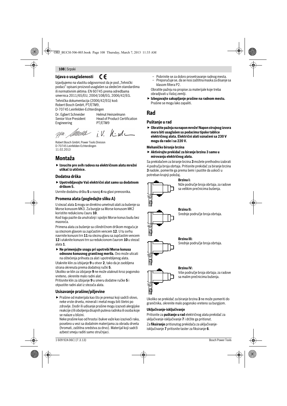 Montaža | Bosch GBM 32-4 Professional User Manual | Page 108 / 138