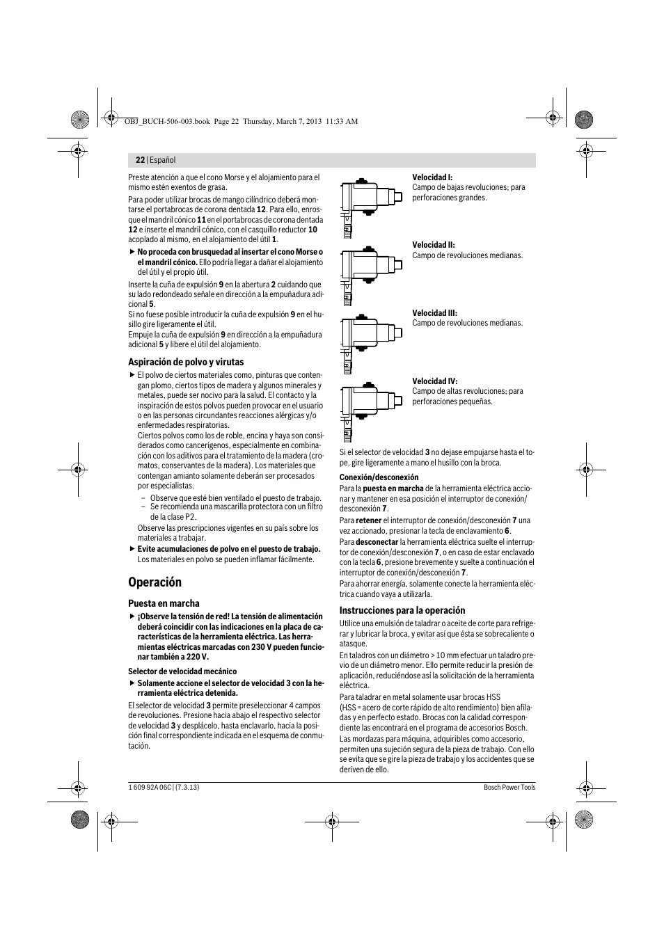 Operación | Bosch GBM 32-4 Professional User Manual | Page 22 / 138