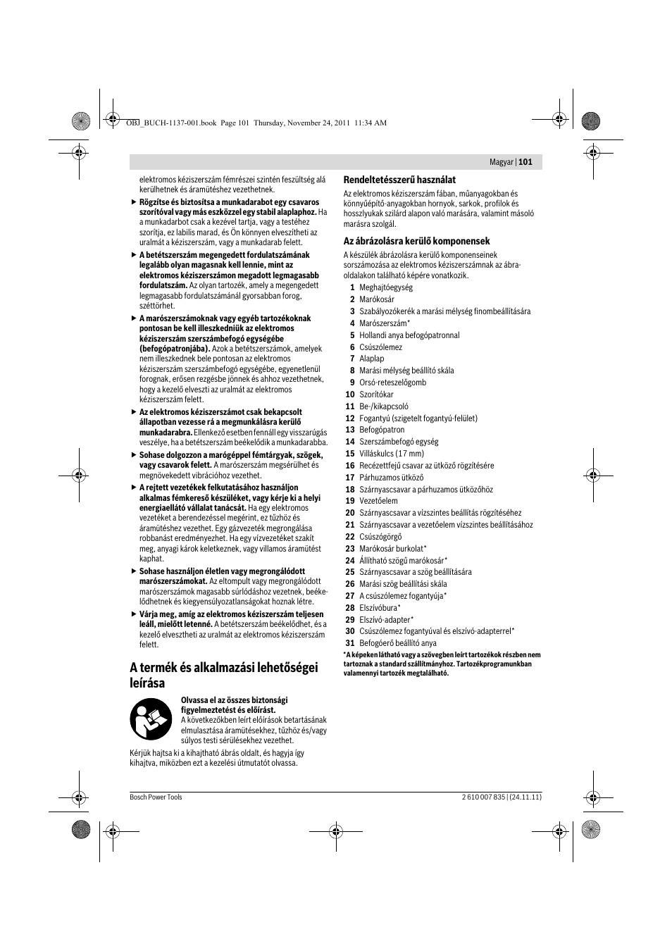 A termék és alkalmazási lehetőségei leírása | Bosch GKF 600 Professional User Manual | Page 101 / 178