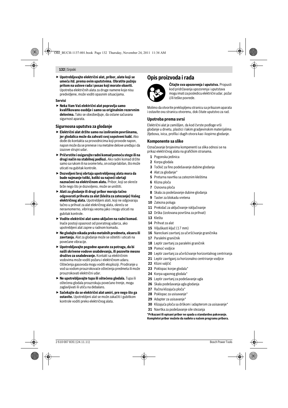 Opis proizvoda i rada | Bosch GKF 600 Professional User Manual | Page 132 / 178