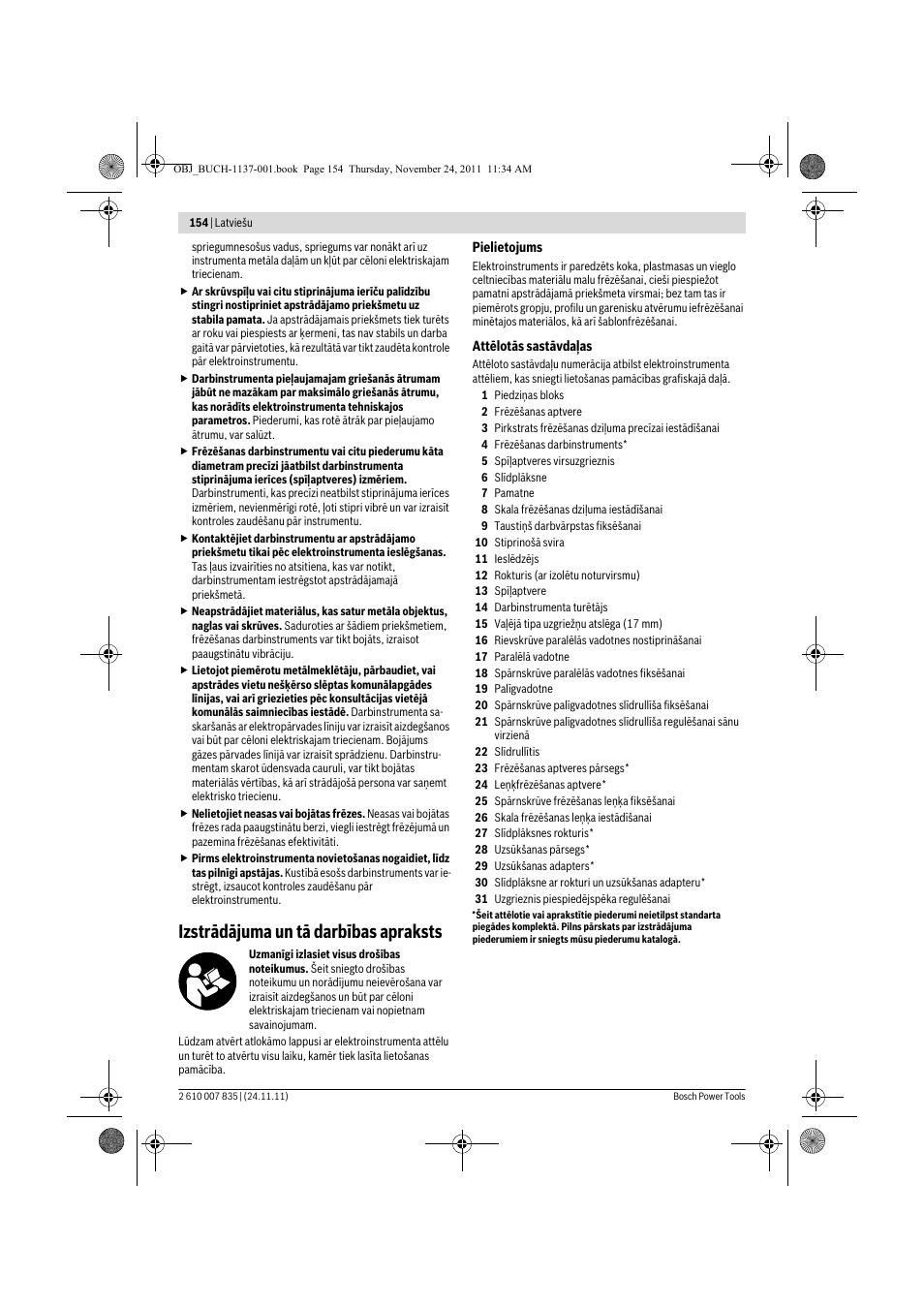 Izstrādājuma un tā darbības apraksts | Bosch GKF 600 Professional User Manual | Page 154 / 178