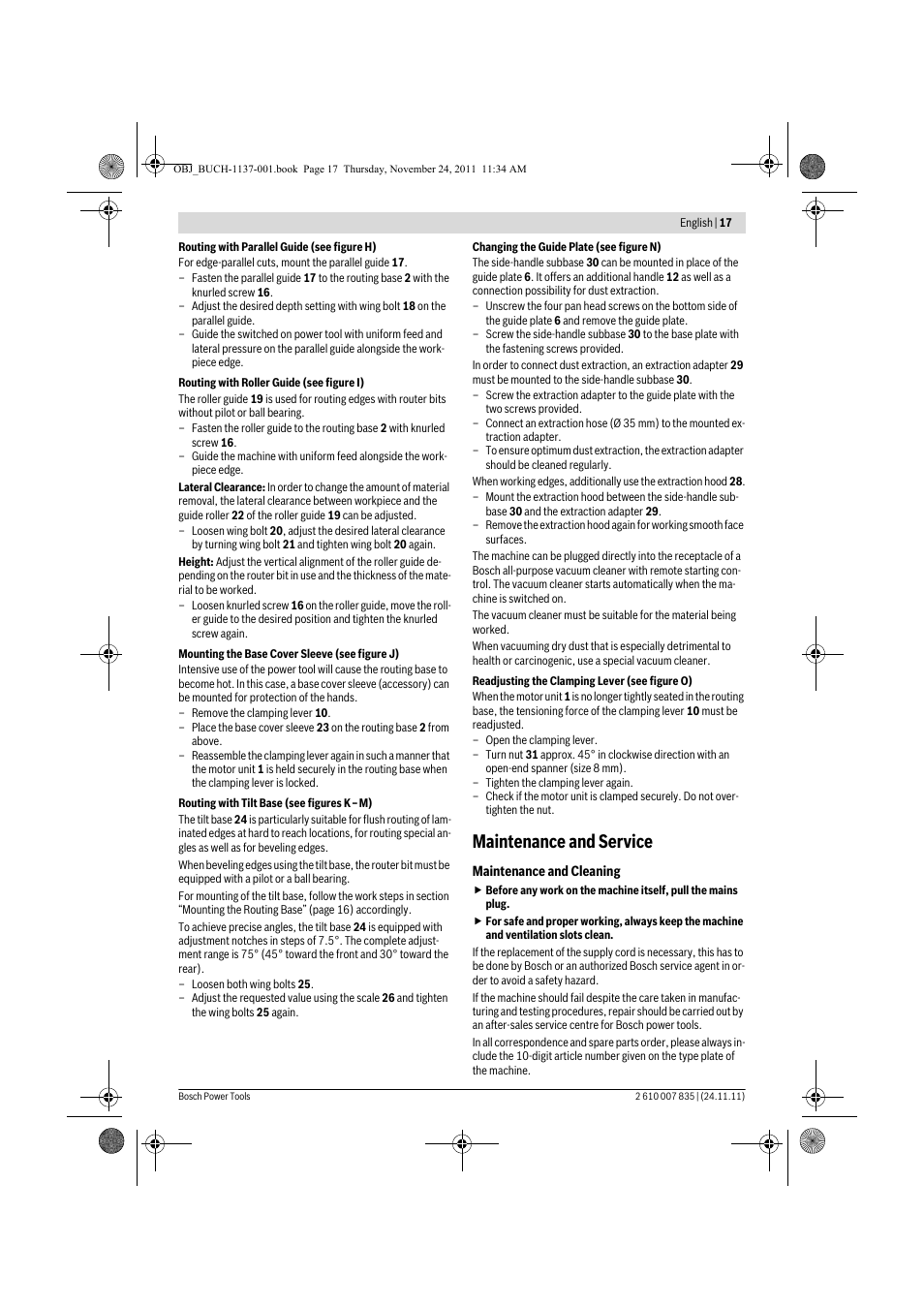 Maintenance and service | Bosch GKF 600 Professional User Manual | Page 17 / 178