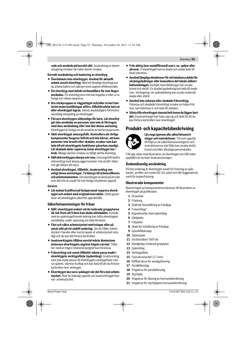 Produkt- och kapacitetsbeskrivning | Bosch GKF 600 Professional User Manual | Page 55 / 178