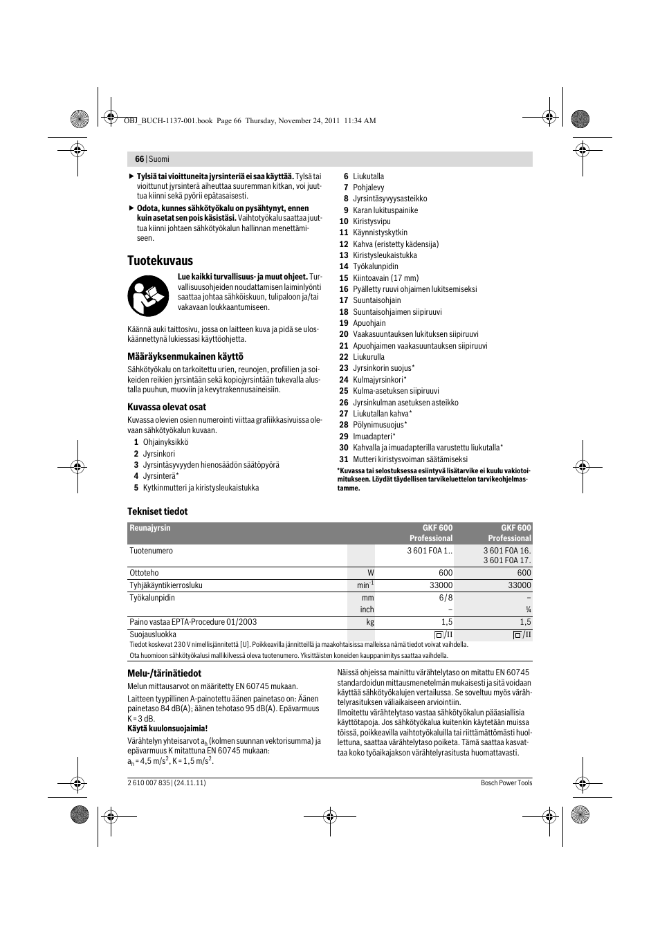 Tuotekuvaus | Bosch GKF 600 Professional User Manual | Page 66 / 178