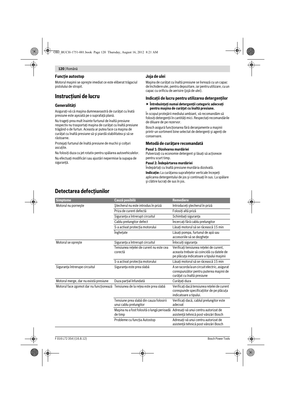 Instrucţiuni de lucru, Detectarea defecţiunilor | Bosch GHP 5-13 C User Manual | Page 120 / 178
