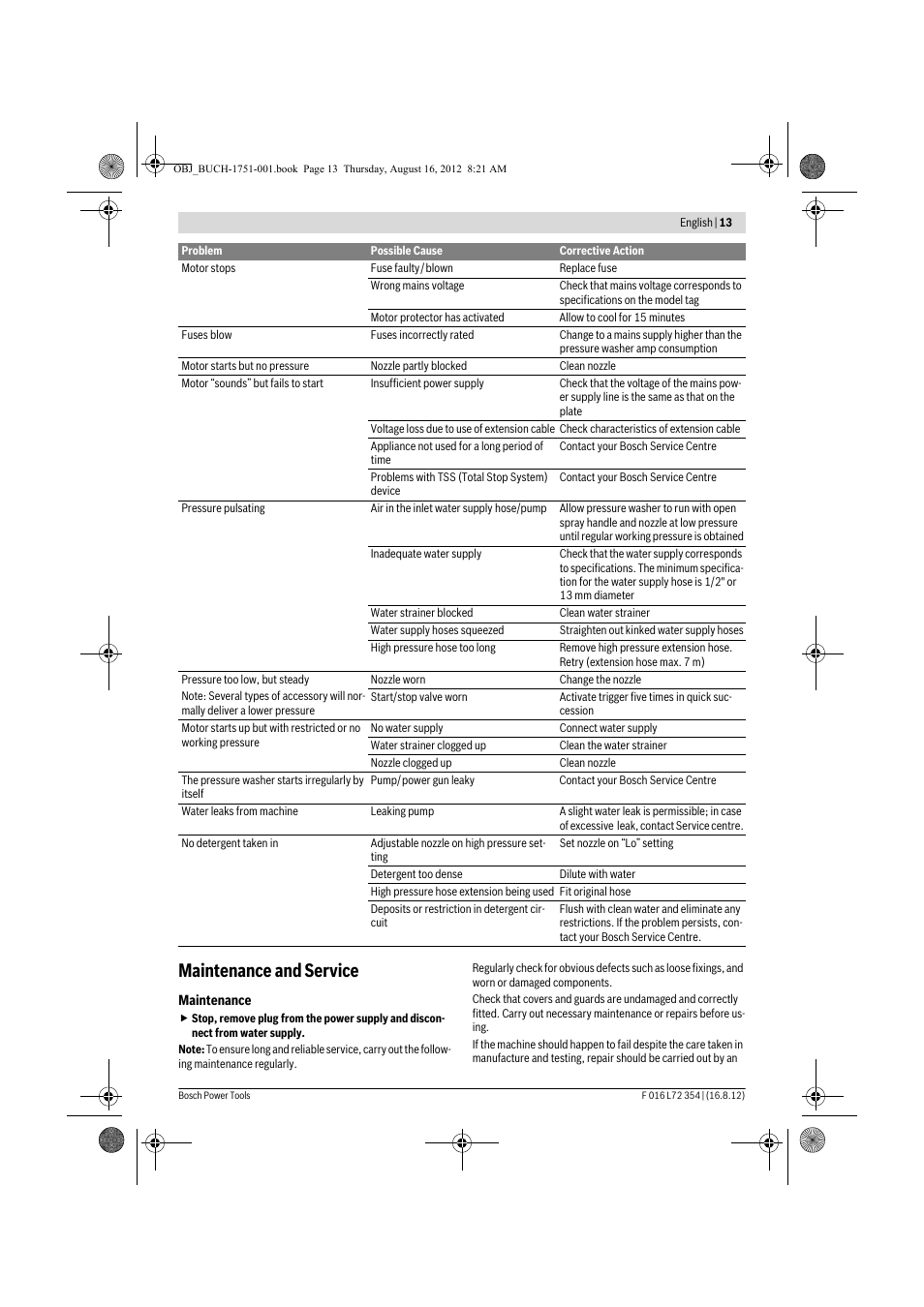 Maintenance and service | Bosch GHP 5-13 C User Manual | Page 13 / 178