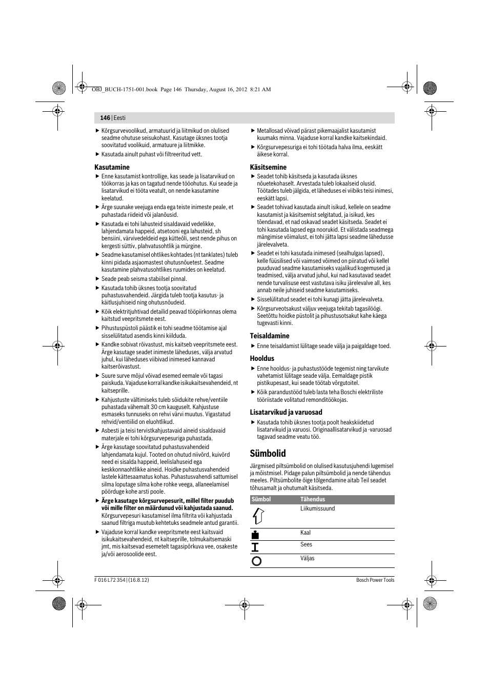 Sümbolid | Bosch GHP 5-13 C User Manual | Page 146 / 178