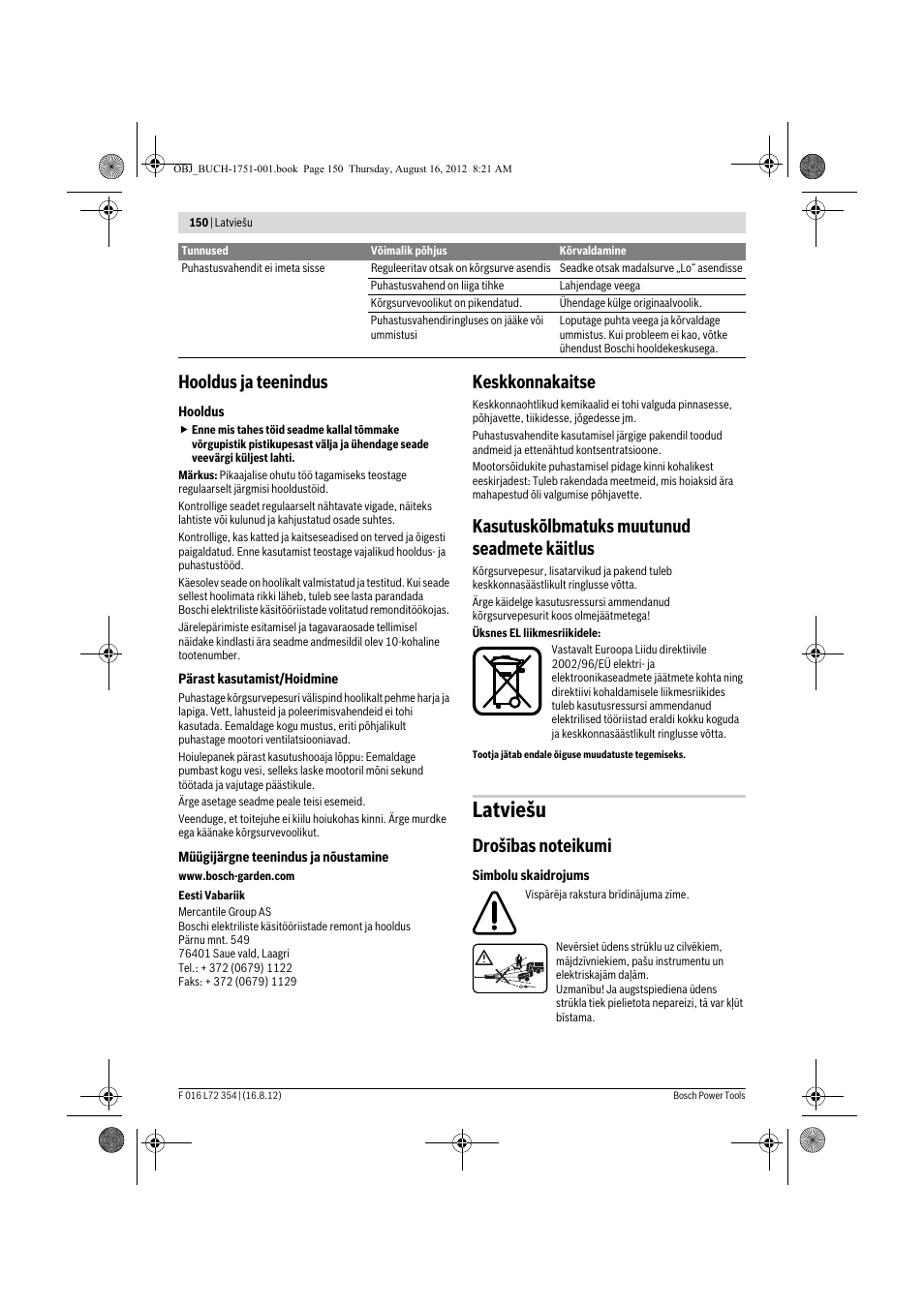 Latviešu, Hooldus ja teenindus, Keskkonnakaitse | Kasutuskõlbmatuks muutunud seadmete käitlus | Bosch GHP 5-13 C User Manual | Page 150 / 178