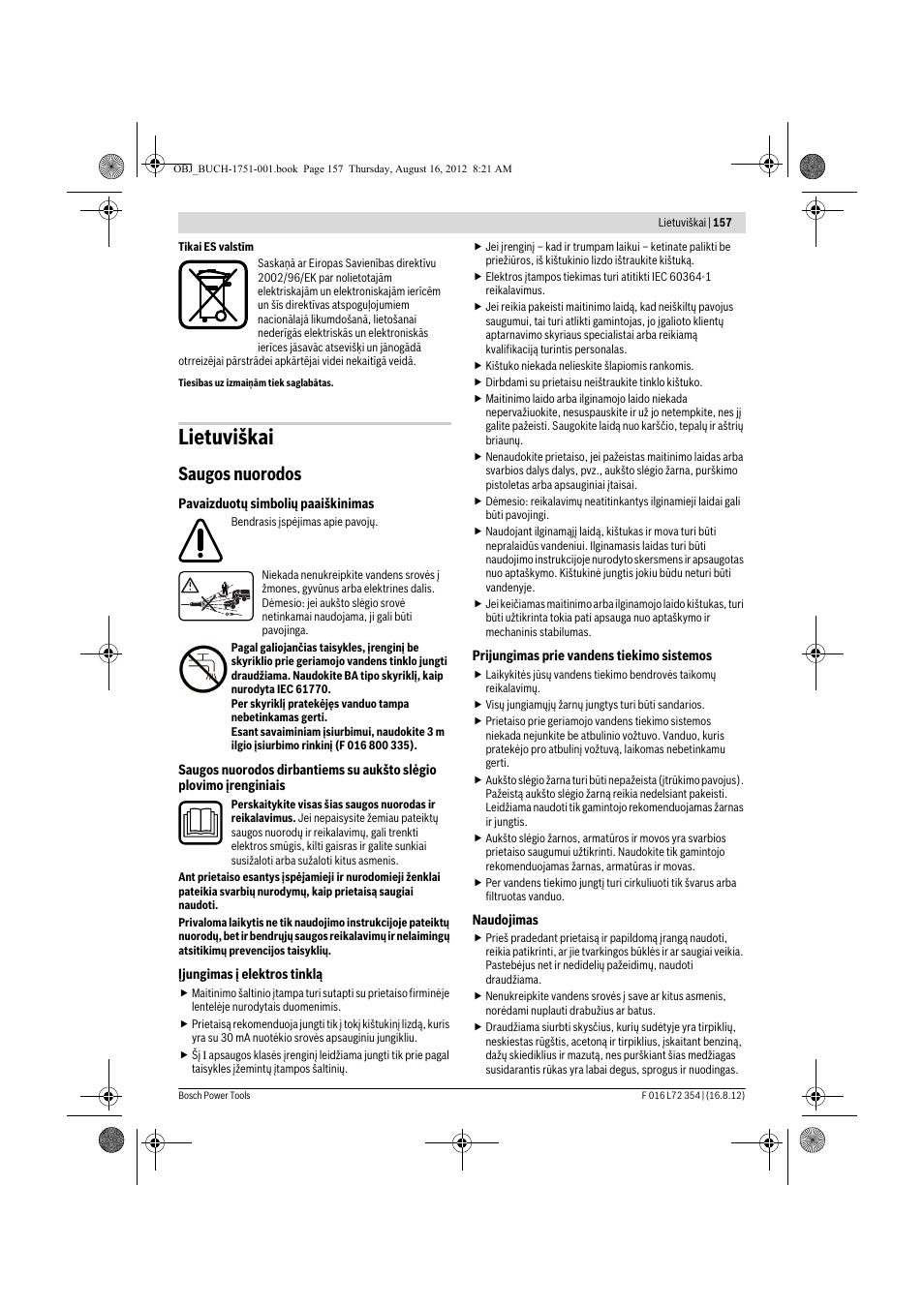 Lietuviškai, Saugos nuorodos | Bosch GHP 5-13 C User Manual | Page 157 / 178