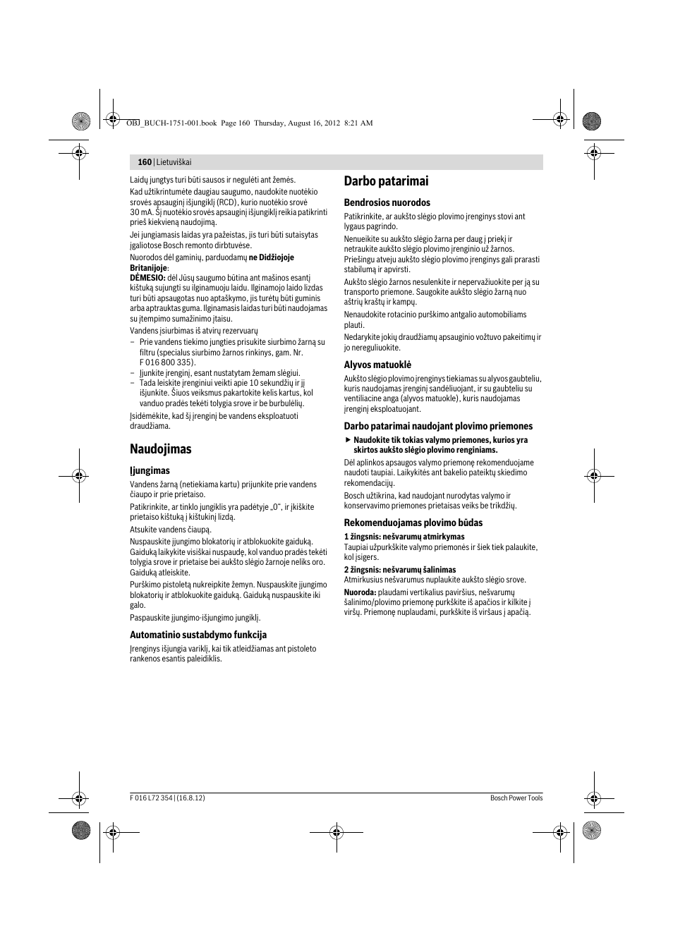 Naudojimas, Darbo patarimai | Bosch GHP 5-13 C User Manual | Page 160 / 178