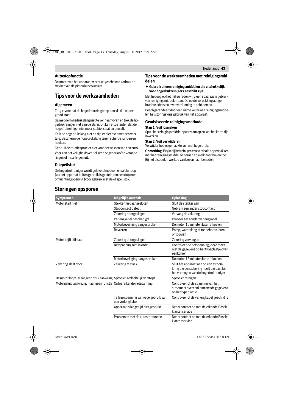 Tips voor de werkzaamheden, Storingen opsporen | Bosch GHP 5-13 C User Manual | Page 43 / 178