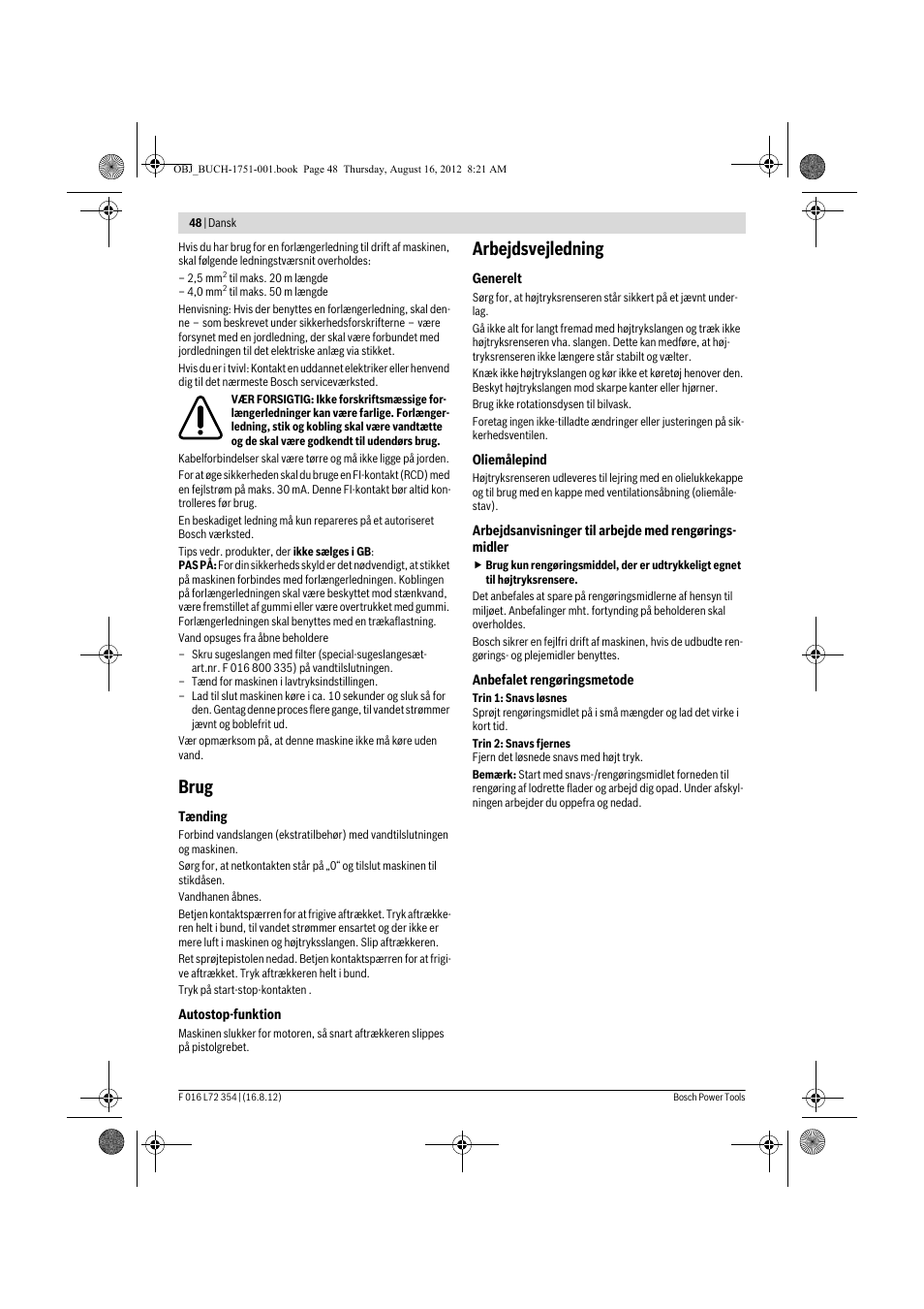 Brug, Arbejdsvejledning | Bosch GHP 5-13 C User Manual | Page 48 / 178